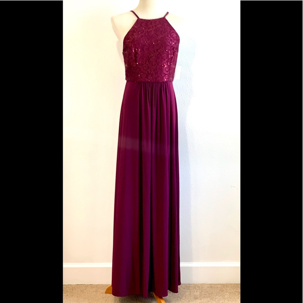NWT! Nightway Wine Lace Top Gown Sz 12